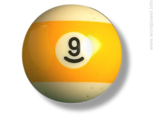 A photo quality image of a yellow number nine billiard ball.